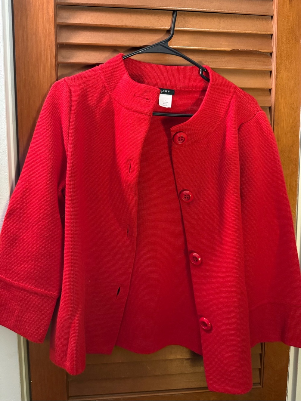 J. Crew Vibrant Red Collarless Button Blazer